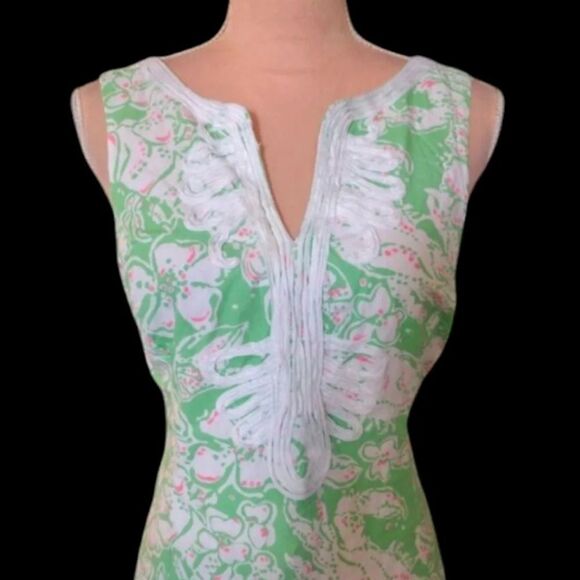 Lilly Pulitzer Y2K Discontinued Green Beach Bach Mini Janice Dress Size 6 - Picture 3 of 13